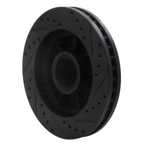 Chevrolet Express 3500 Brake Rotor (1) - Front Left - R1 Concepts - Drilled & Slotted - Black - `01-`02